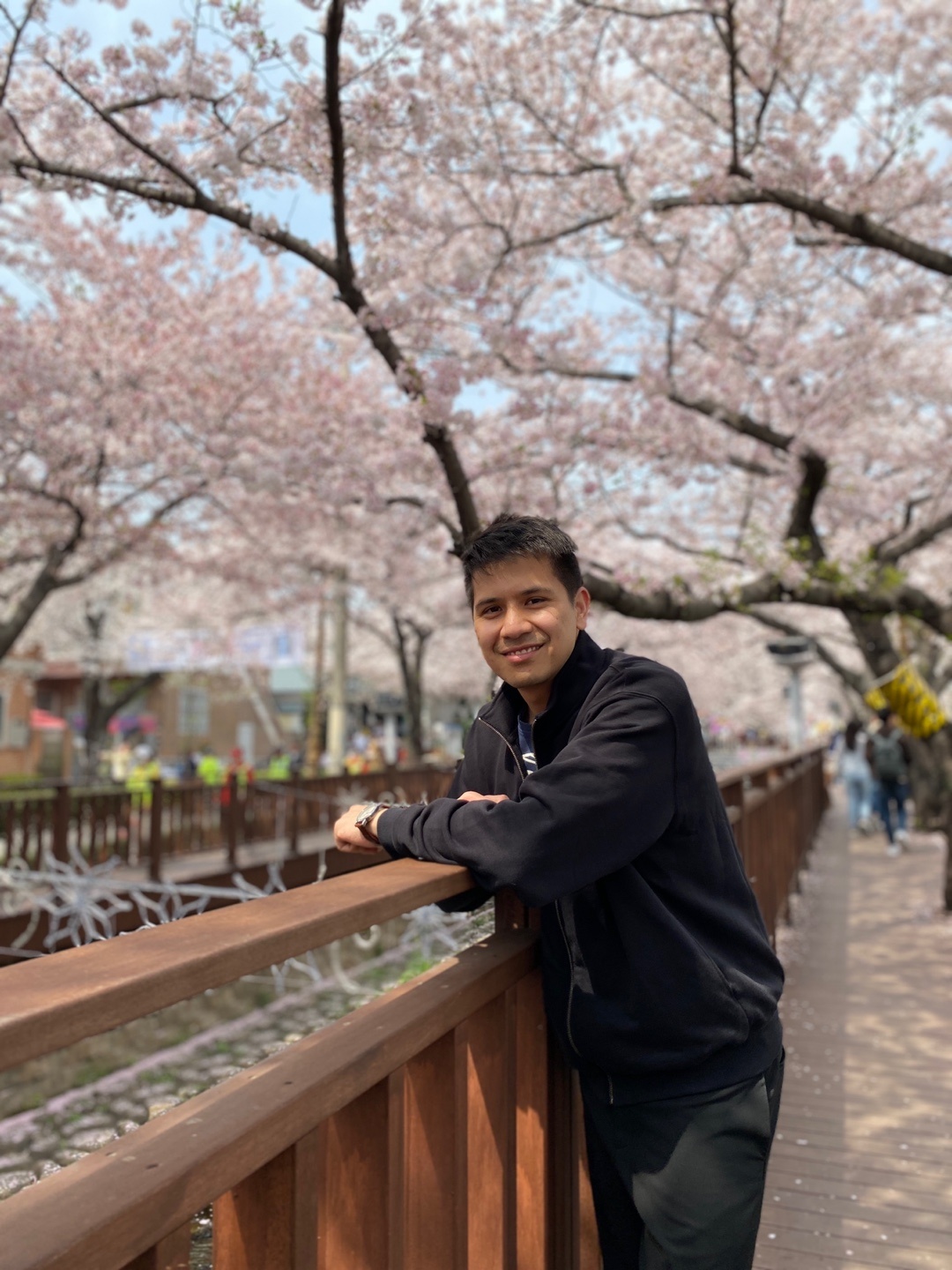 Ranjai enjoying cherry blossoms in S. Korea